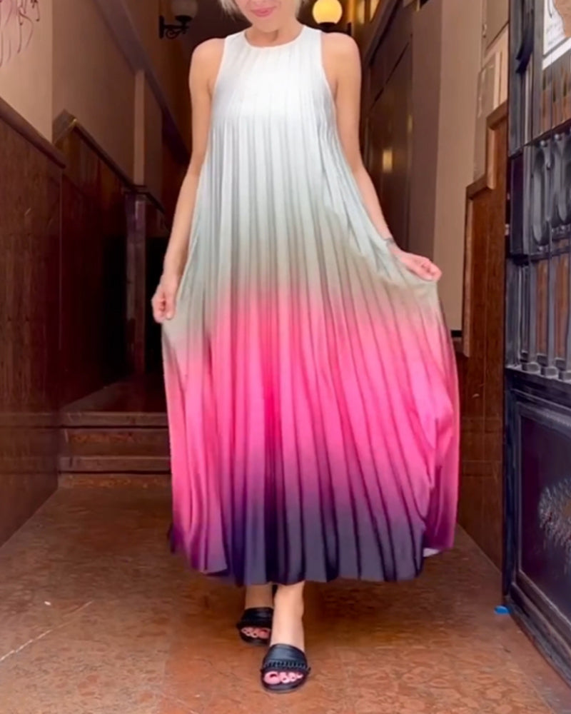 Ärmelloses langes Kleid mit Farbverlauf