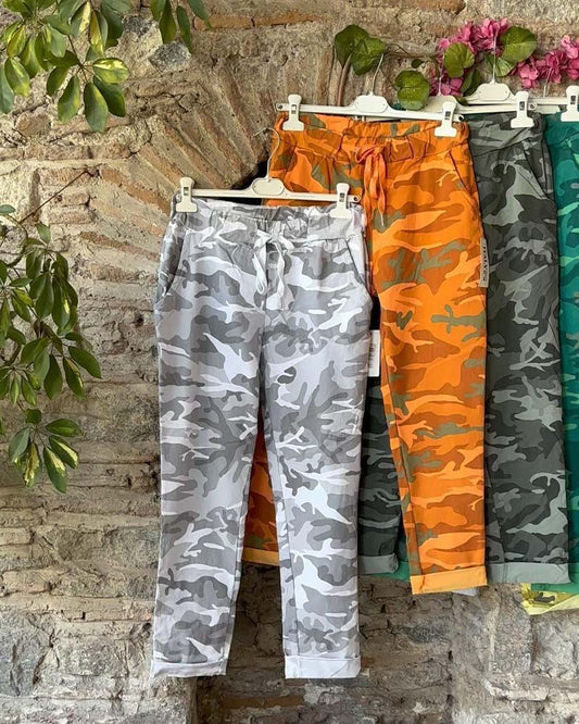 Pantalon de jogging à cordon de serrage et imprimé camouflage