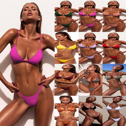 11 couleurs femmes fendu couleur unie Bikini Sexy plage solide