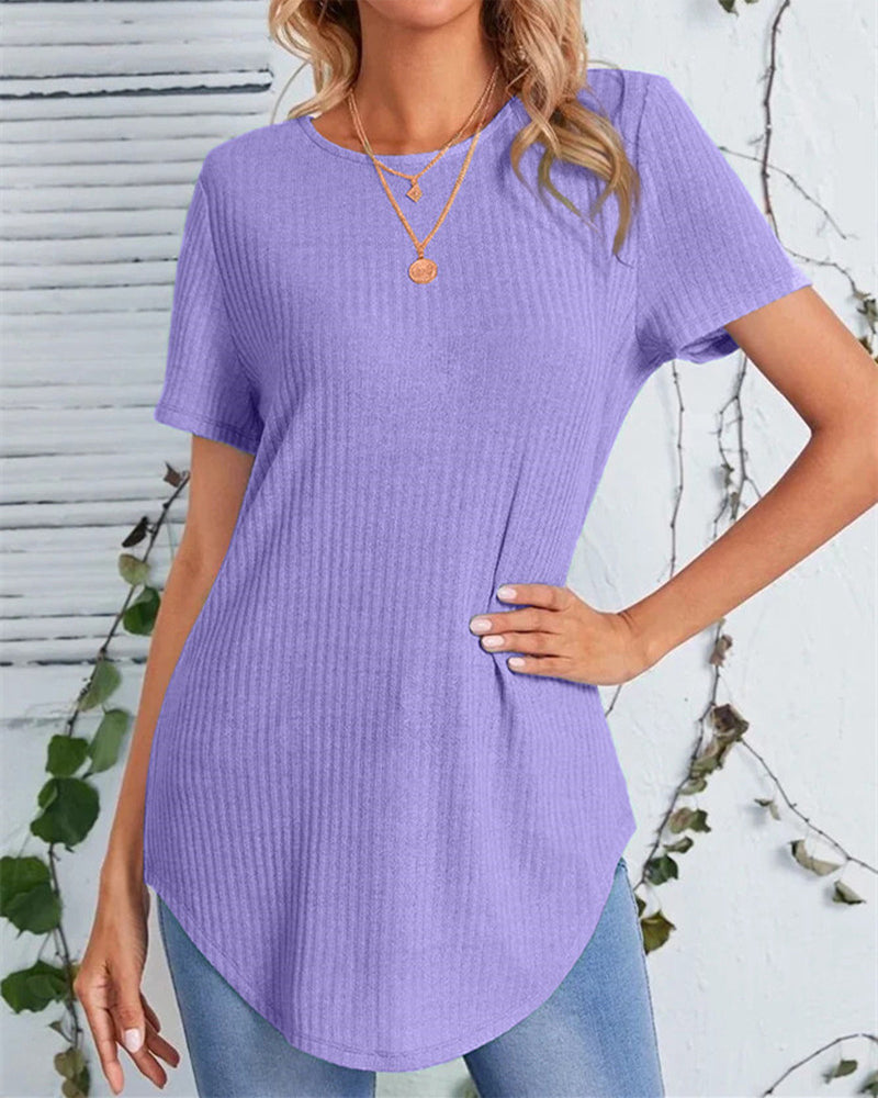 Modefest- Lässiges einfarbiges T-Shirt mit Rücken, einreihig Violett
