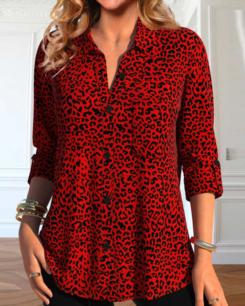 Modefest- Freizeithemd mit Leopardenmuster und Revers