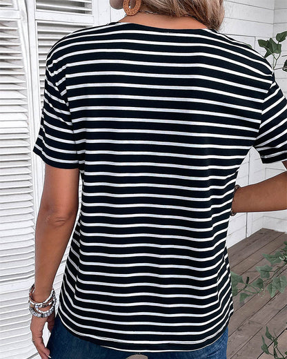 Modefest- T-Shirt mit kurzen Ärmeln und Streifen
