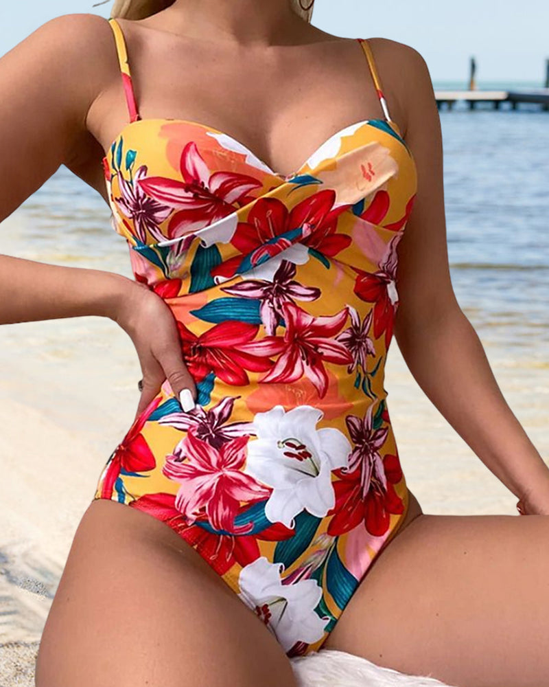 Modefest- Sexy einteiliger Badeanzug mit Blumendruck