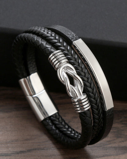 Modefest- Herrenarmband aus geflochtenem Leder Schwarz