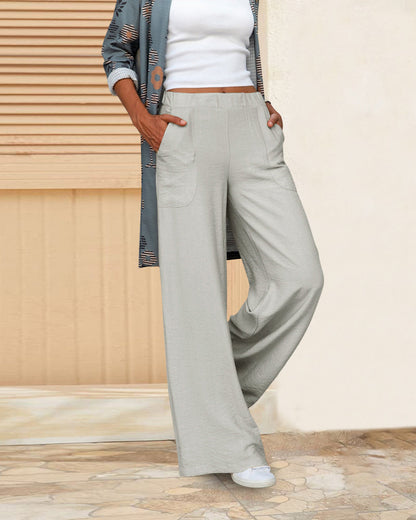 Modefest- Einfarbige Hose mit hoher Taille
