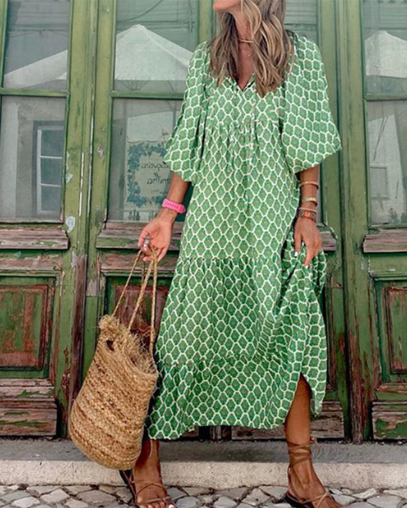 Modefest- Wunderschönes Kleid mit Puffärmeln Grün