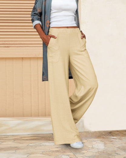 Modefest- Einfarbige Hose mit hoher Taille