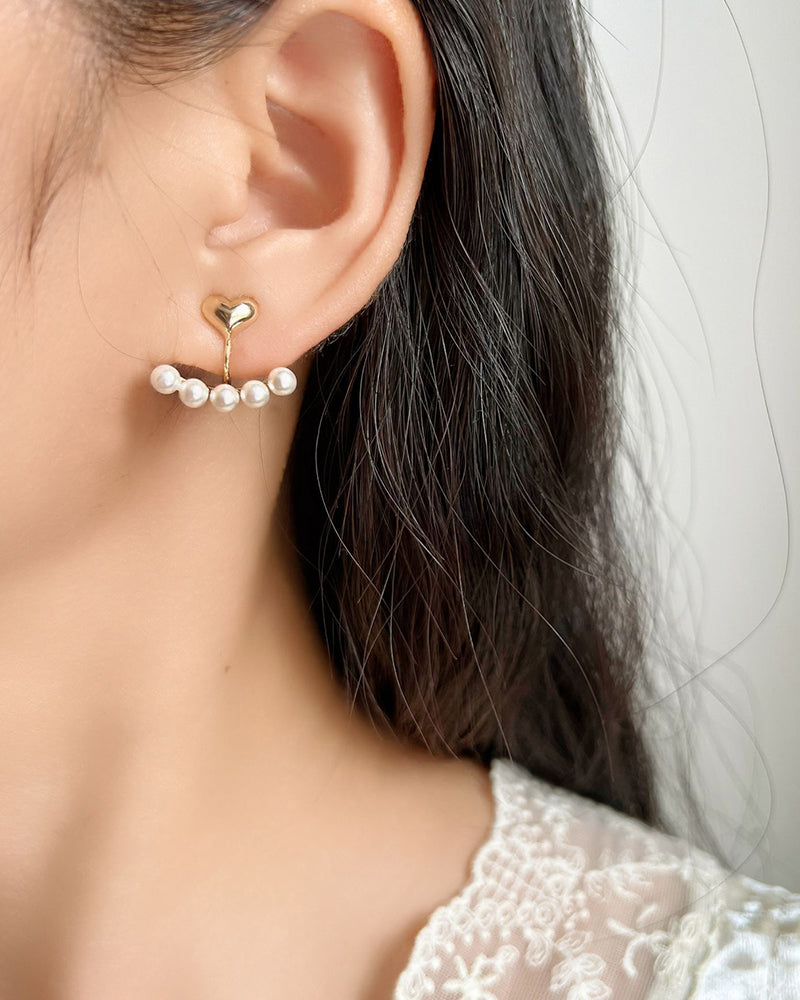 Modefest- Herz-Perlen-Ohrringe Integrierte Ohrclip-Bolzen