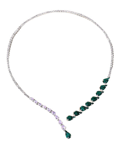 Modefest- Luxus Smaragd Tropfen Halskette Silber