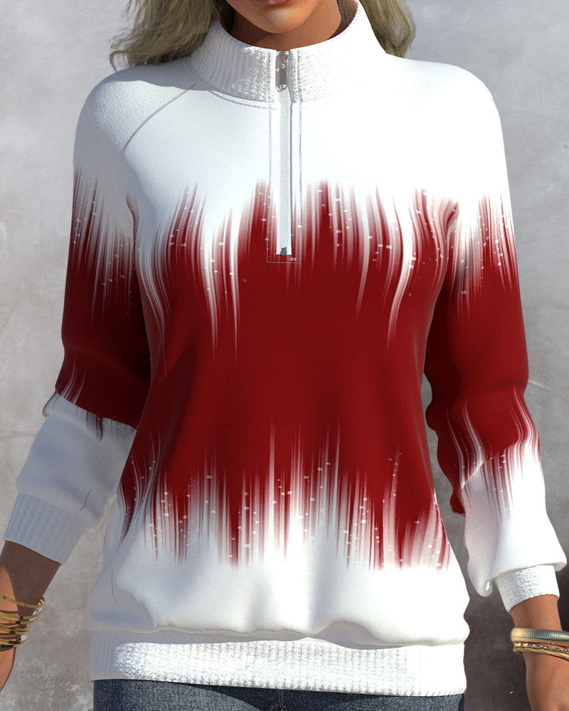 Modefest- Sweatshirt mit Stehkragen und Verlaufsdruck Rot