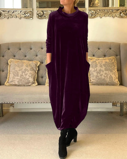 Modefest- Kleid mit Taschen und Stehkragen Violett