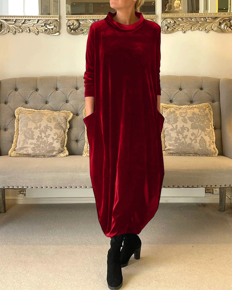 Modefest- Kleid mit Taschen und Stehkragen Rot
