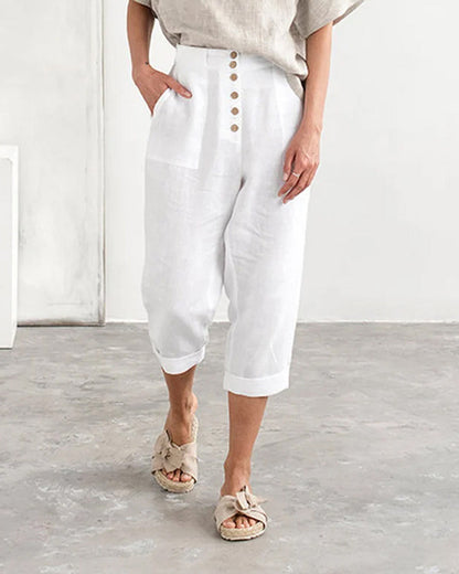 Modefest- Lässige Hose mit hoher Taille Weiß