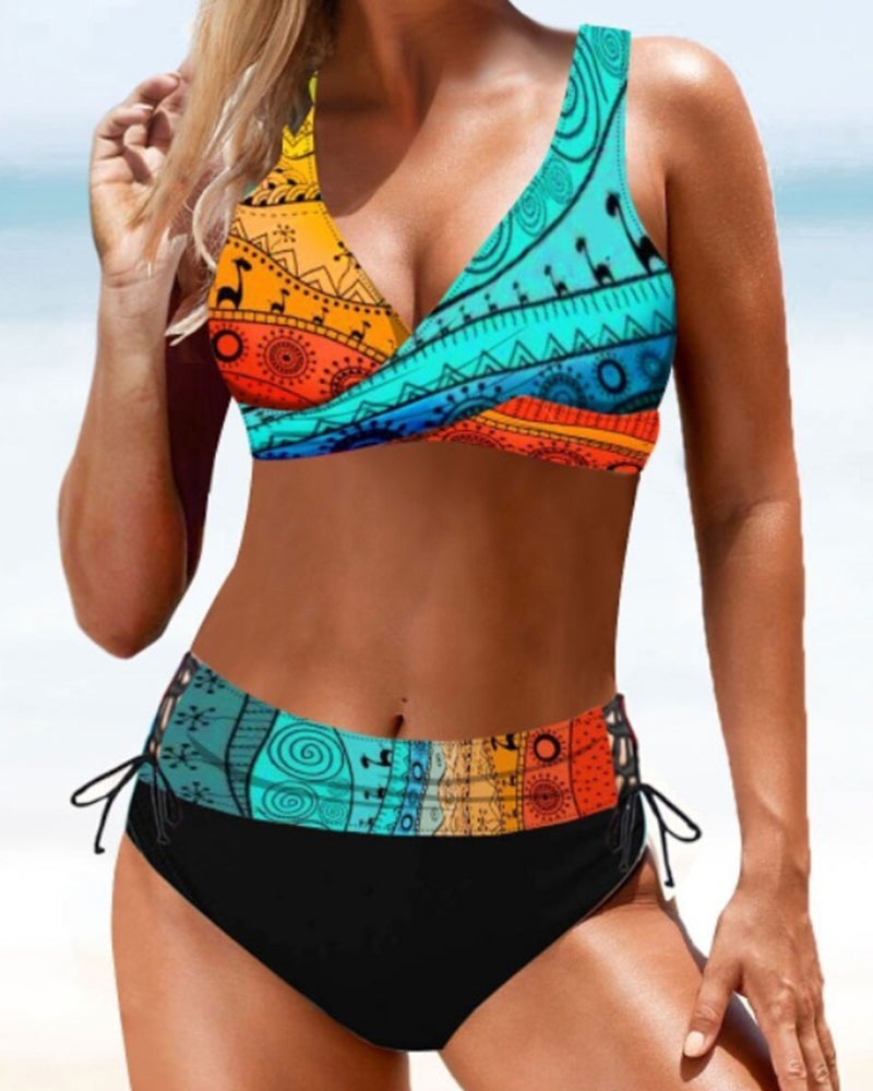 Modefest- Bunter Bikini-Badeanzug Mehrfarbig