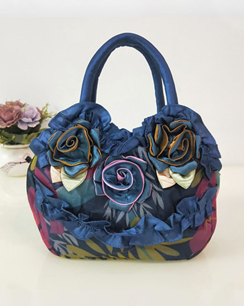 Modefest- Blumenmode-Handtasche Blau
