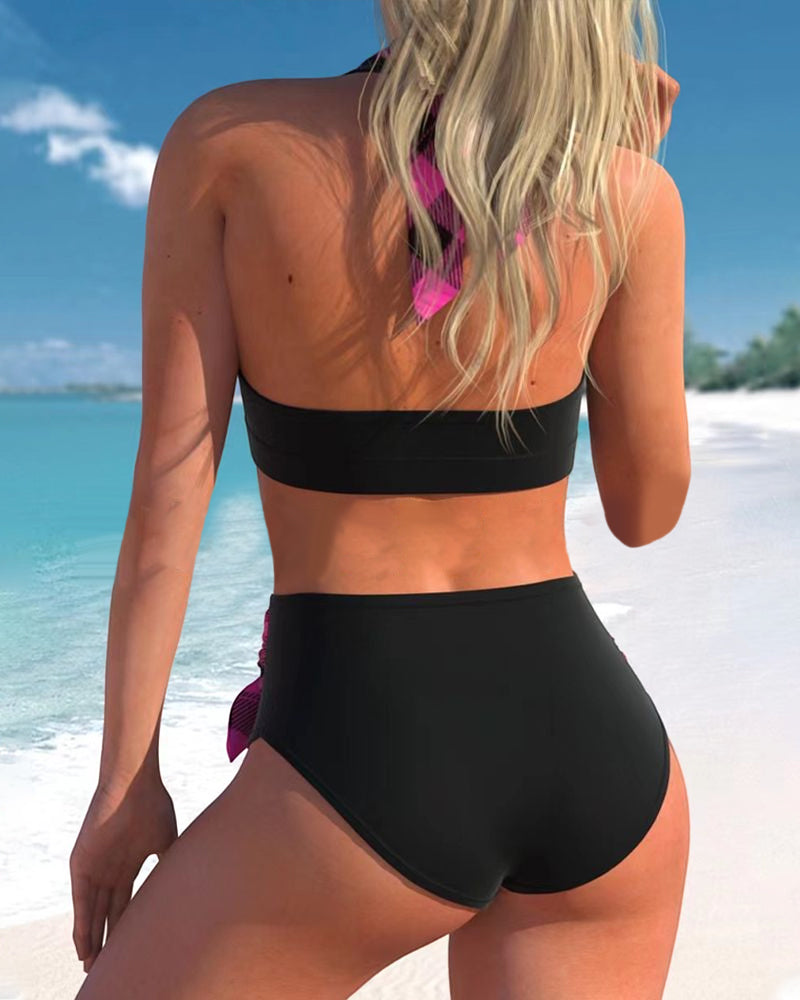 Modefest- Bedruckter Neckholder-Bikini