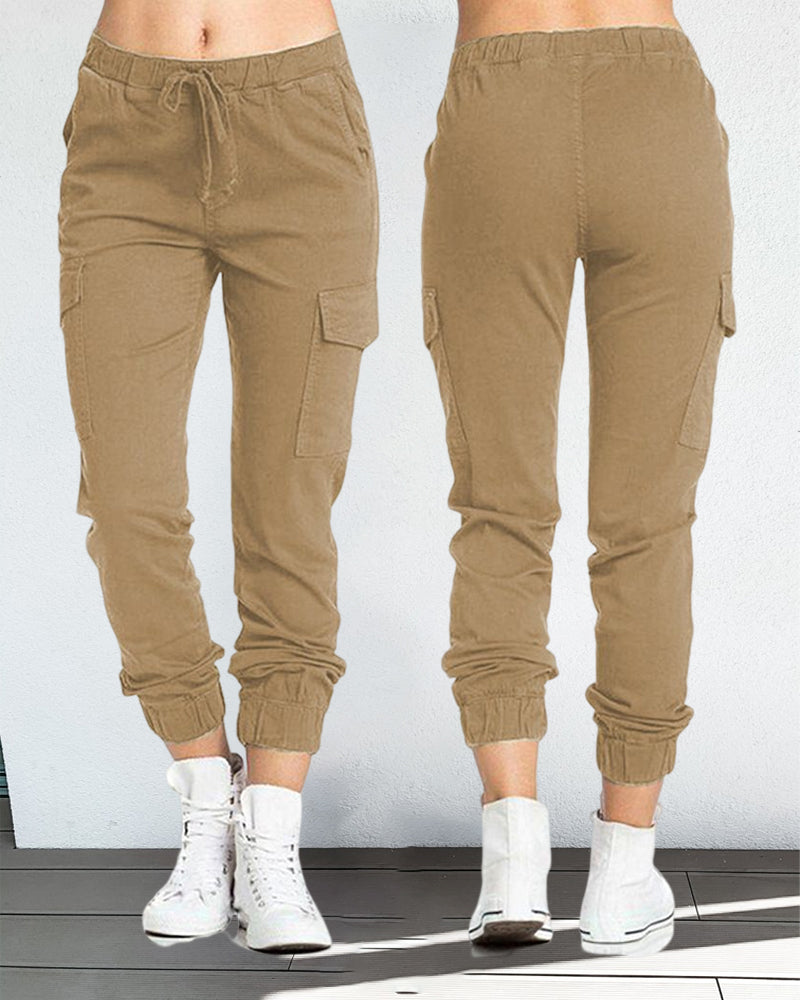 Modefest- Cargohose mit elastischer taille Khaki