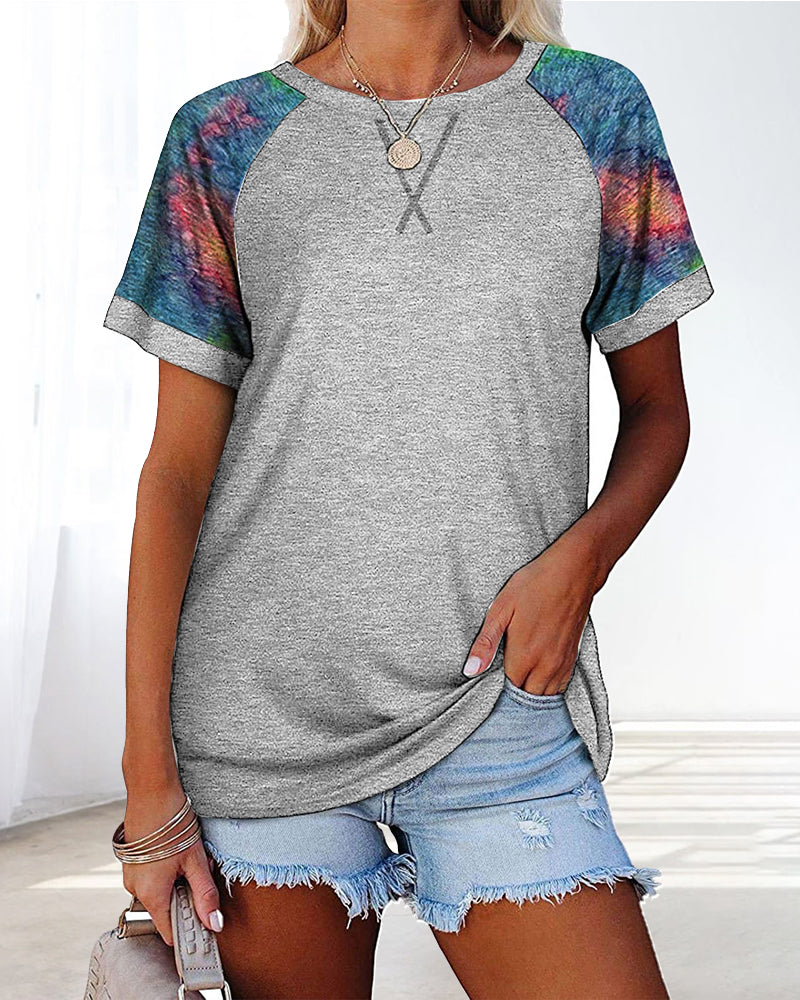 Modefest- Rundhals-T-Shirt mit kurzen Ärmeln und Camouflage-Print Grau