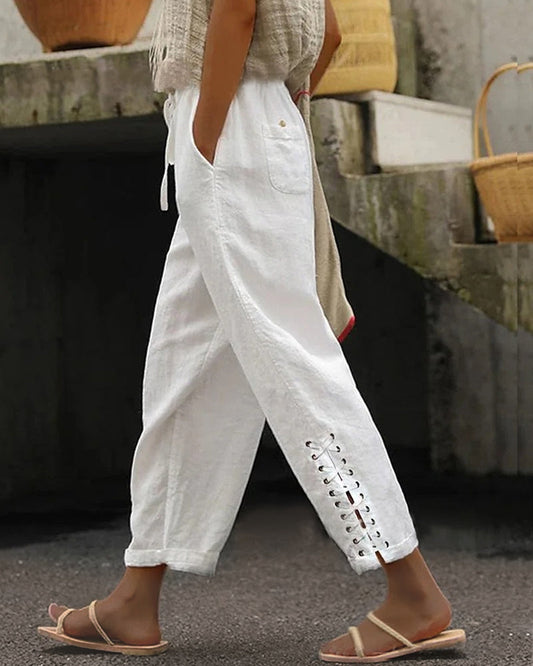 Modefest- Hose mit Kreuzträgern Weiß