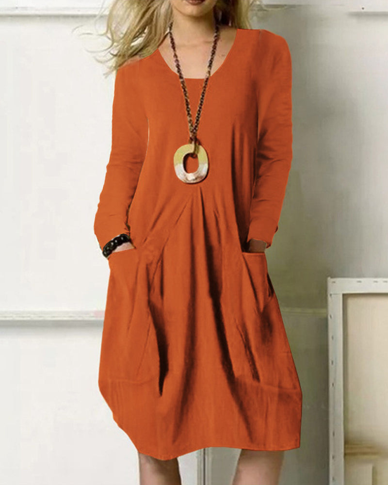 Modefest- Einfarbiges Taschenkleid Orange