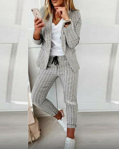 Modefest- Plaid Comfortable Casual Women's Suit Weiß