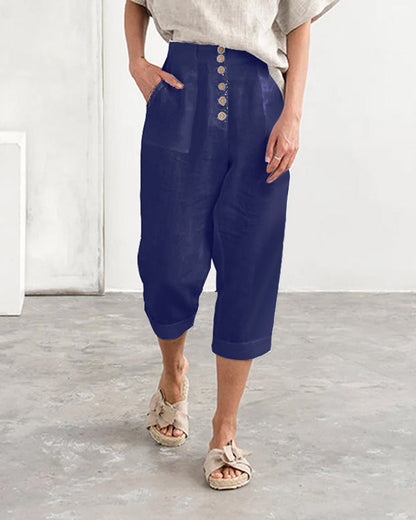 Modefest- Lässige Hose mit hoher Taille Marineblau