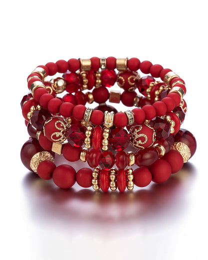 Modefest- Geschichtetes Herz-Perlen-Armband Rot