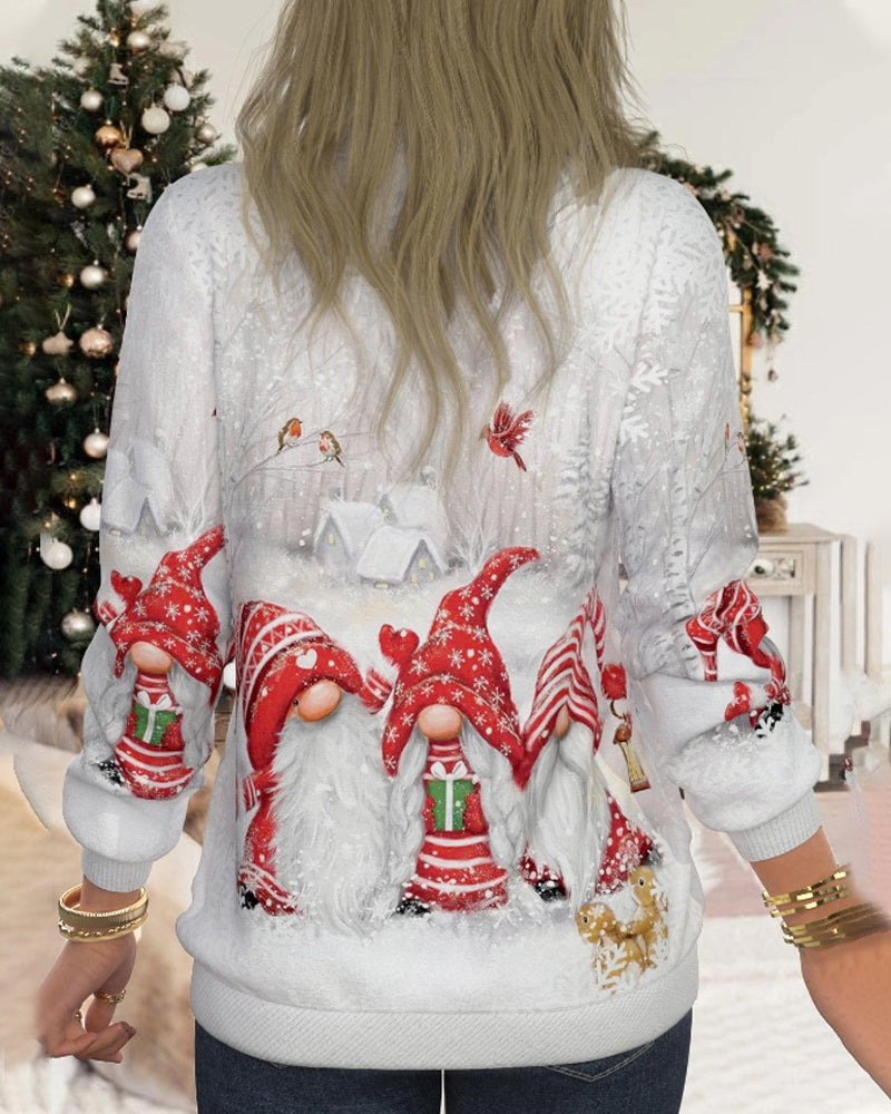 Modefest- Lässiges Sweatshirt mit Weihnachtsdruck