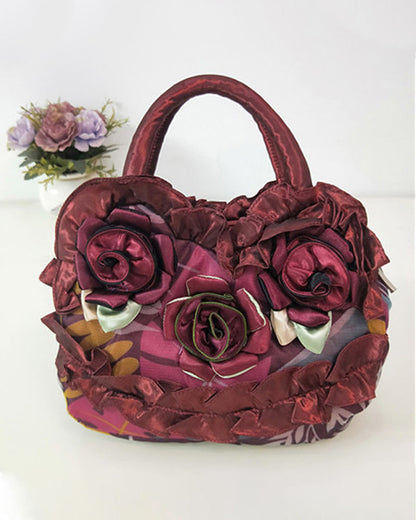 Modefest- Blumenmode-Handtasche Weinrot