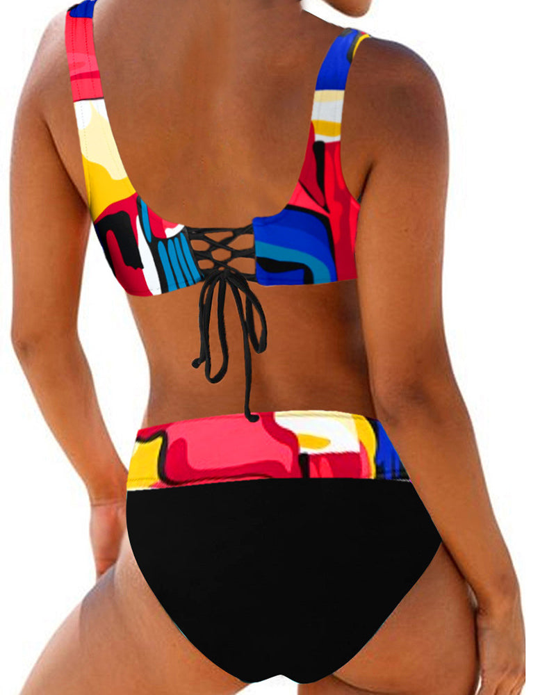 Modefest- Bunter Bikini-Badeanzug