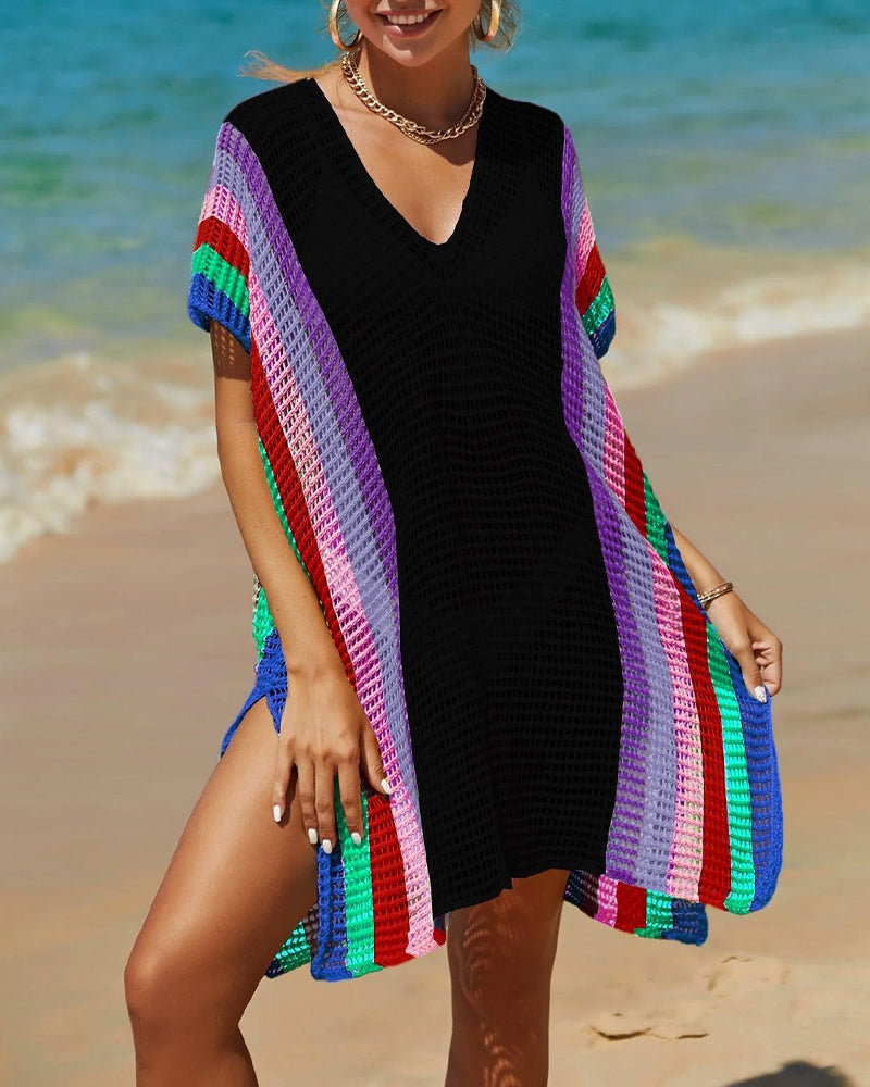 Modefest- Stricken Sie einen Regenbogen-Sonnenschutz Schwarz Einheitsgröße