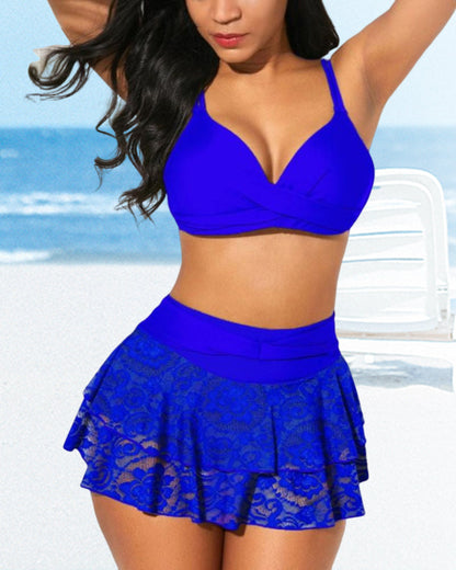 Modefest- Einfarbiger Bikini Blau