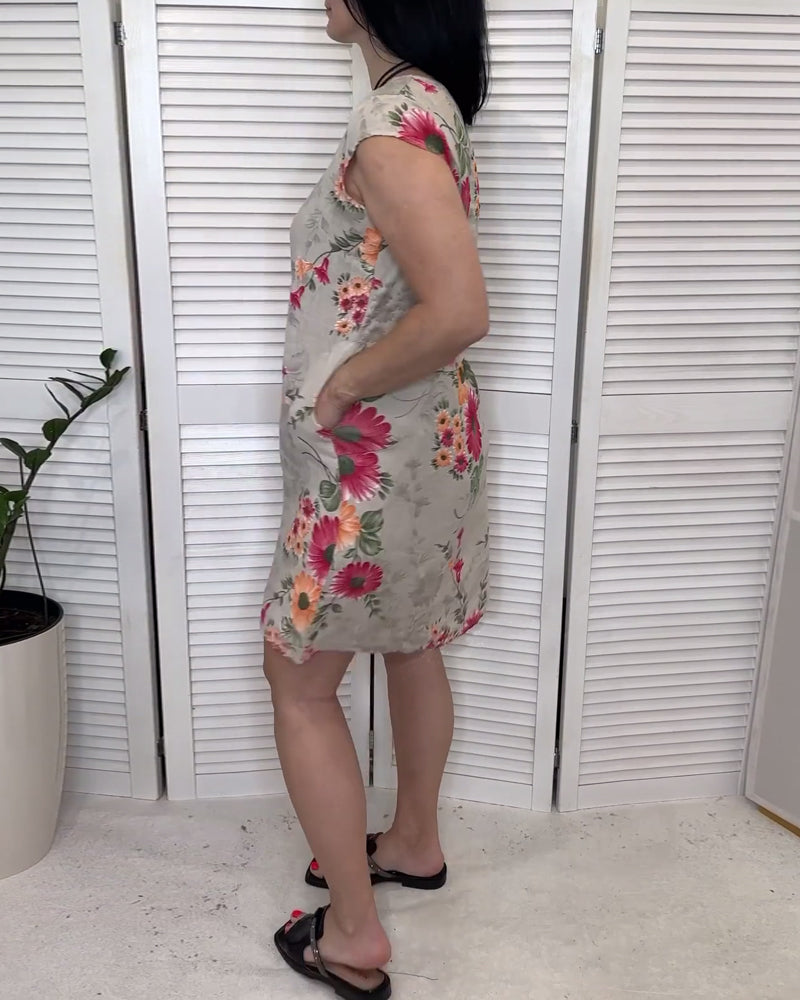 Robe vintage à imprimé floral avec poche