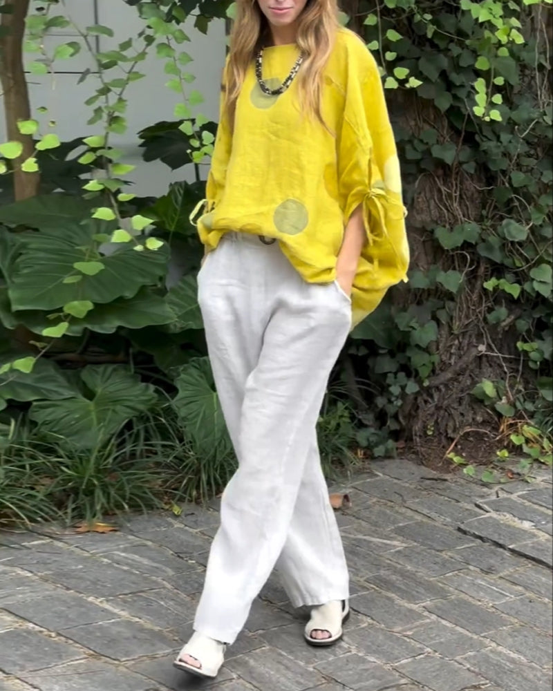 Modefest- Lässige bluse mit polka-dot-print und dreiviertelärmeln