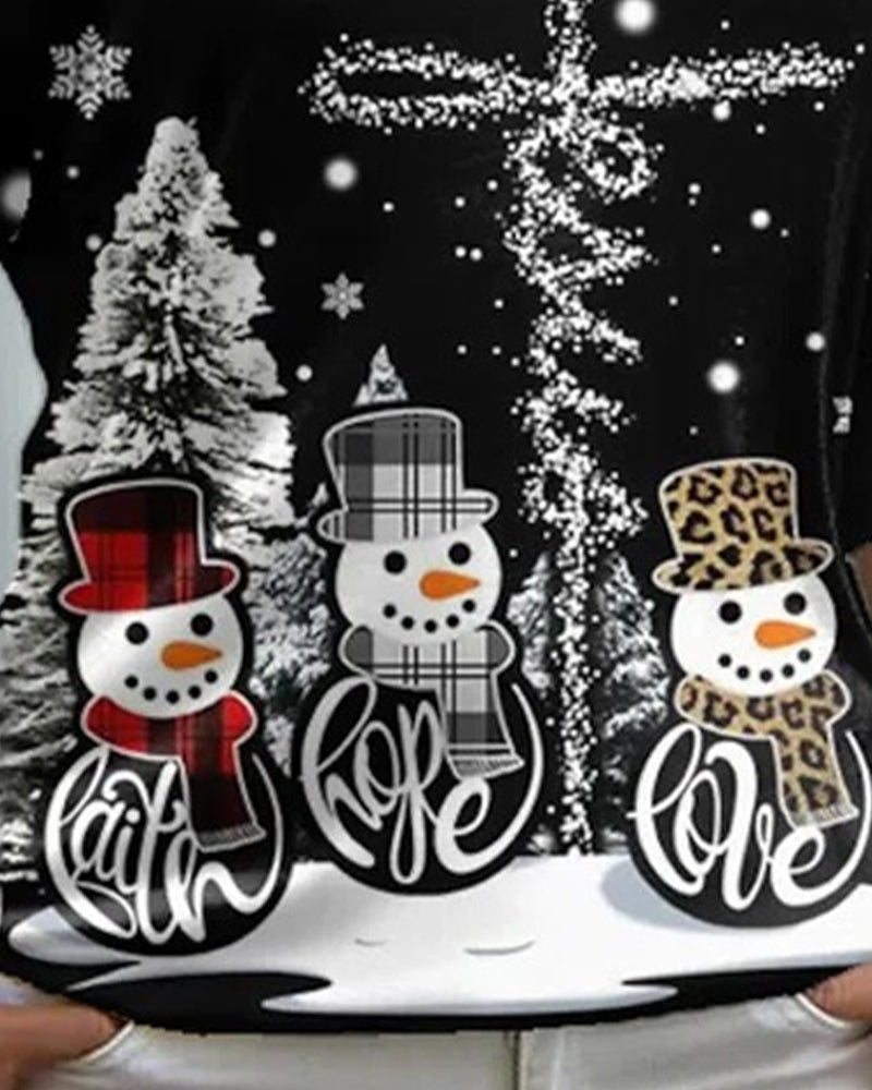 Modefest- Weihnachts Oberteile mit Schneeflocken-Print