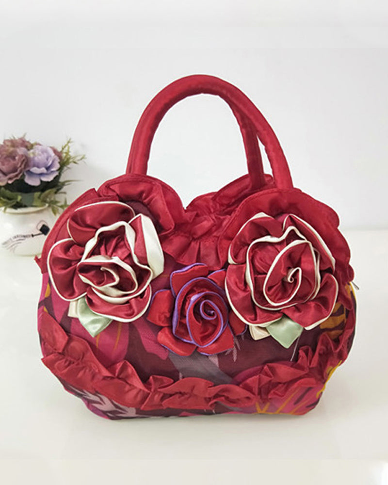 Modefest- Blumenmode-Handtasche Rot