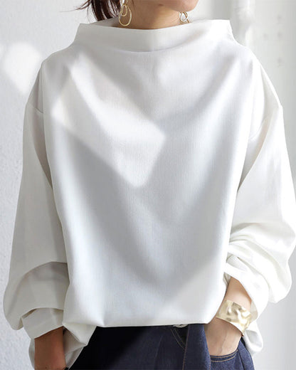 Modefest- Bluse mit lockerer Passform und langen Ärmeln Weiß