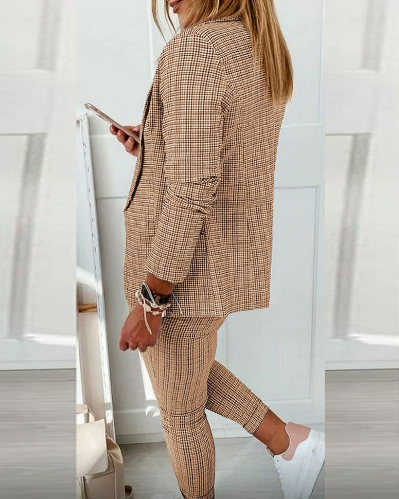 Modefest- Plaid Comfortable Casual Women's Suit