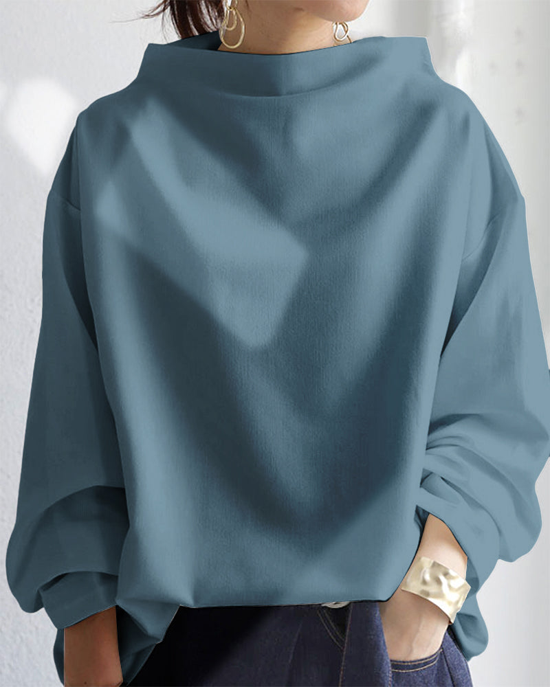 Modefest- Bluse mit lockerer Passform und langen Ärmeln Blau
