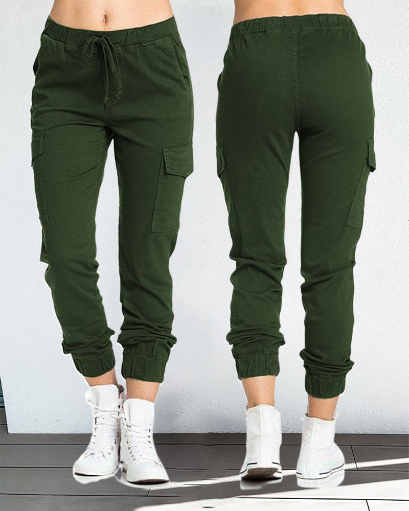 Modefest- Cargohose mit elastischer taille Armee grün