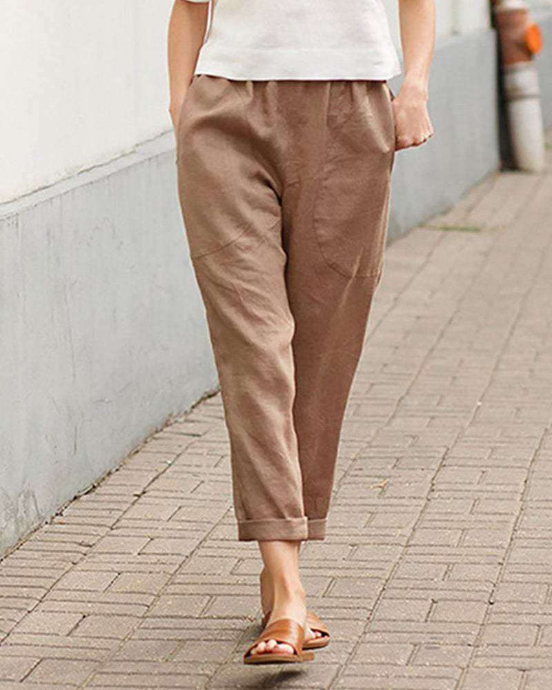 Modefest- Legere Hose aus Baumwolle Khaki