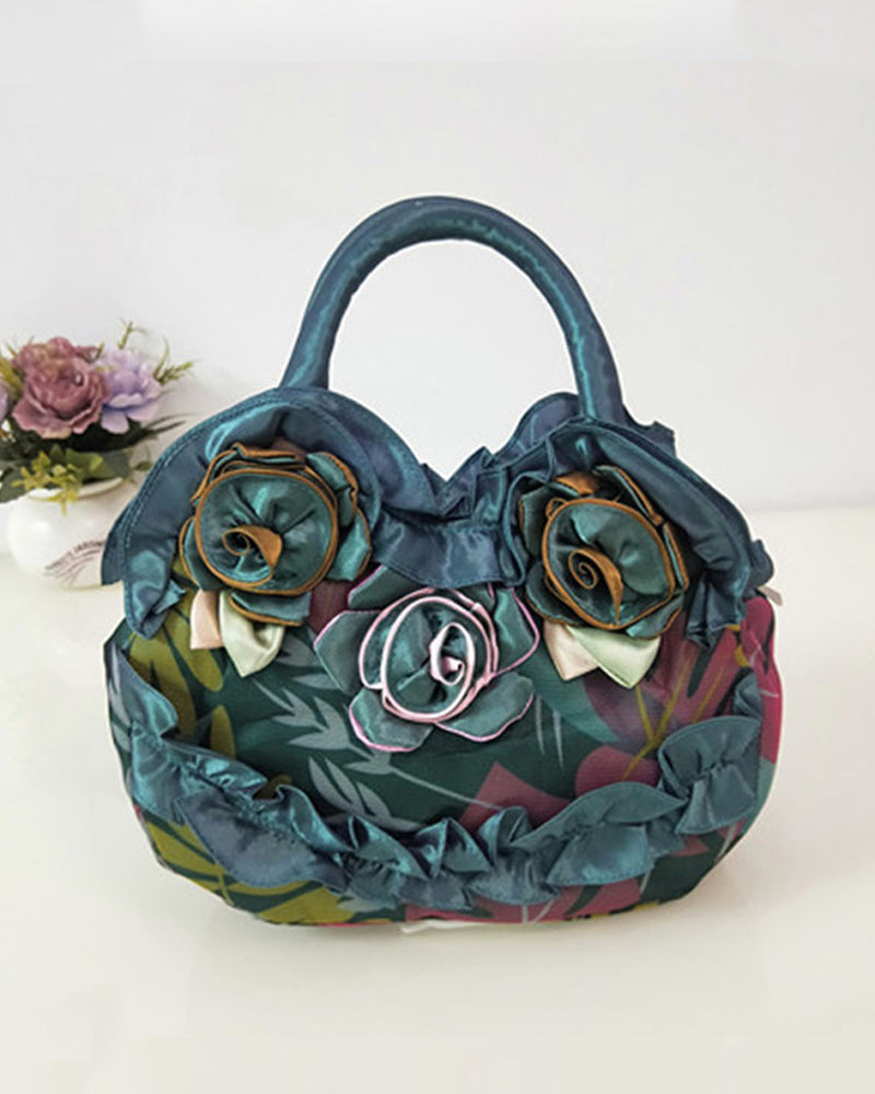 Modefest- Blumenmode-Handtasche Grün