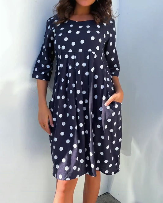 Modefest- Kleid im lässigen Stil mit Polka-Dot-Print