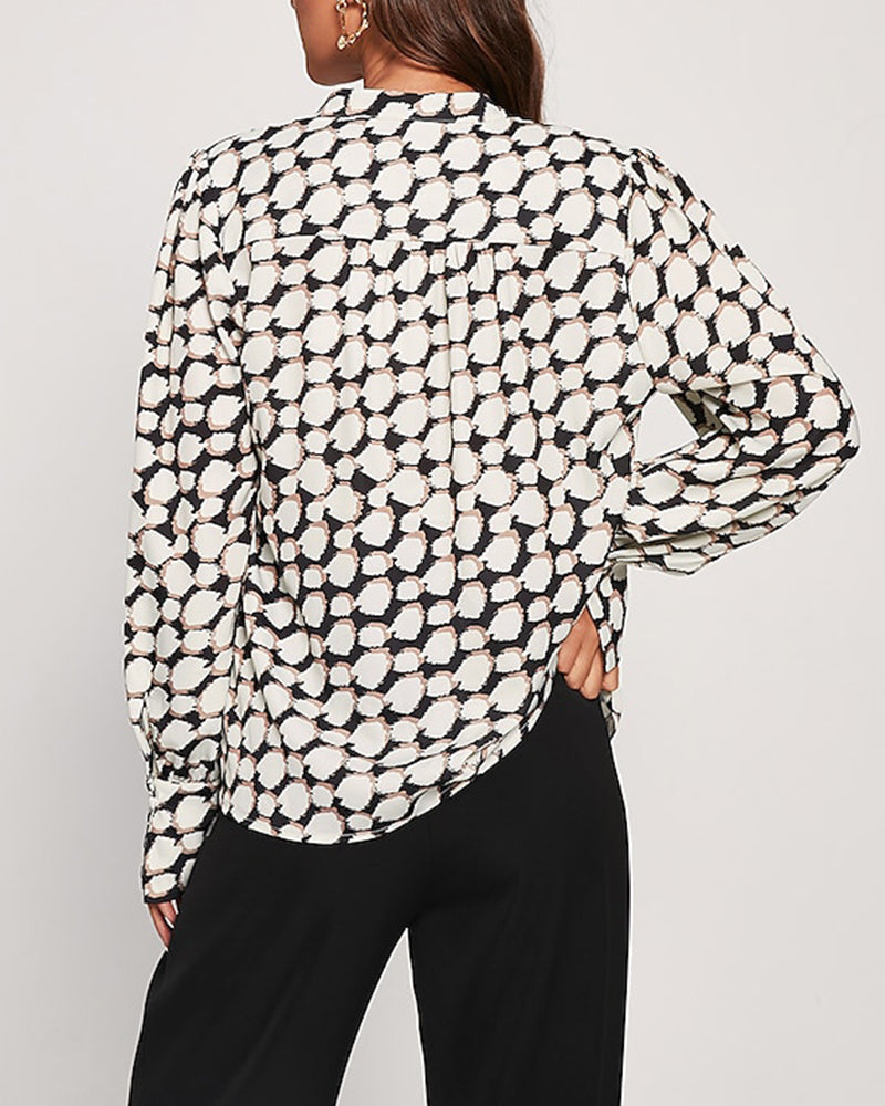 Modefest- Lässige bluse mit polka-dot-print und langen ärmeln