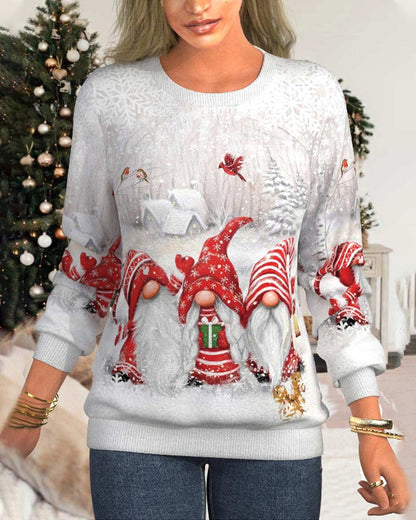 Modefest- Lässiges Sweatshirt mit Weihnachtsdruck Grau