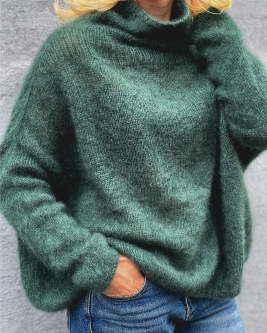 Modefest- Pullover mit hoher Nackenfarbpullover Grün