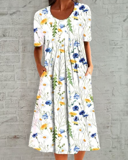 Modefest- Lässiges Kleid mit Rundhalsausschnitt und Print