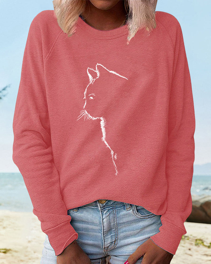 Modefest- Sweatshirt mit Katzen-Print Rosa