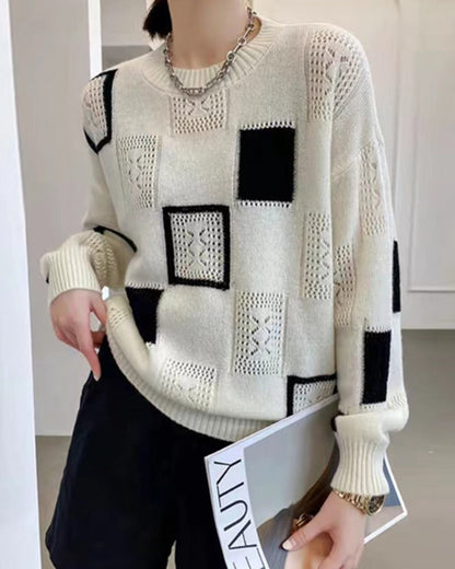 Modefest- Quadratischer Pullover im Farbblockdesign