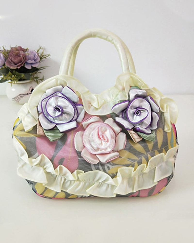 Modefest- Blumenmode-Handtasche Khaki